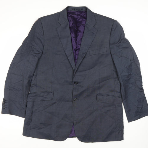 Angelico Men's Blue Wool Blazer 44 Regular Fit