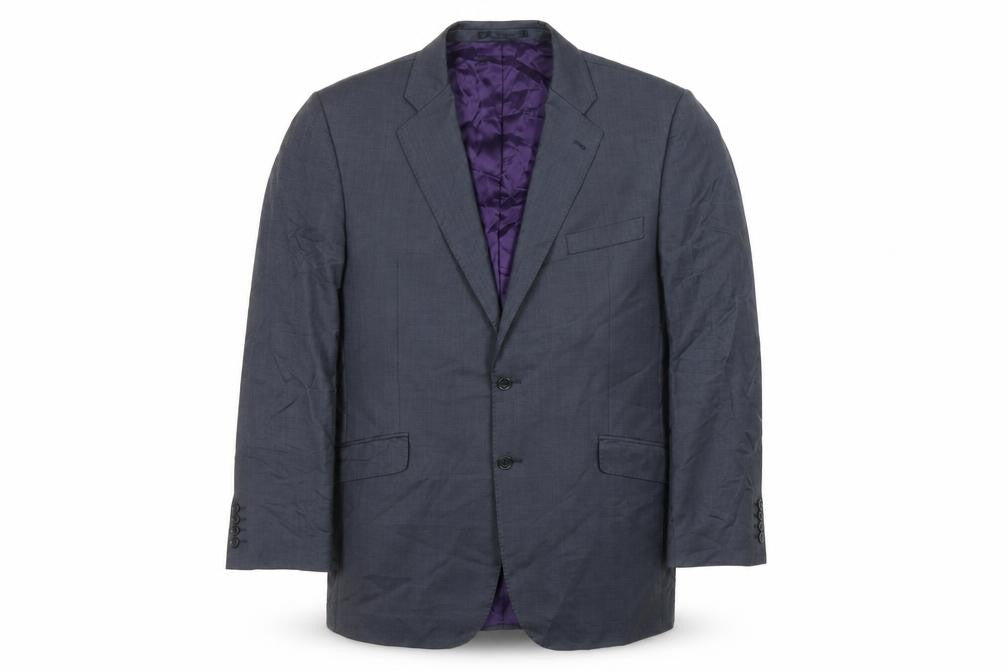 Front view of Angelico Men's Blue Wool Blazer 44 Regular Fit