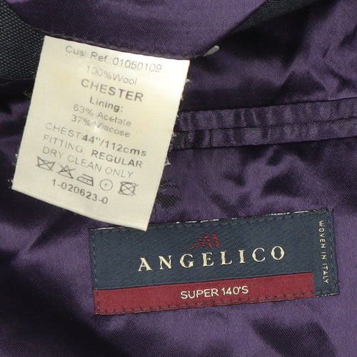 Angelico Men's Blue Wool Blazer 44 Regular Fit