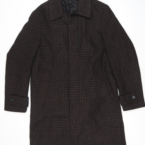 Marks and Spencer Women's Brown Check Wool Blend Coat M
