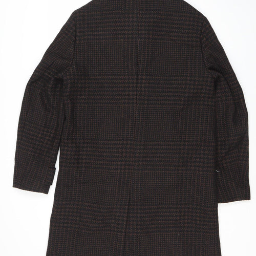 Marks and Spencer Women's Brown Check Wool Blend Coat M