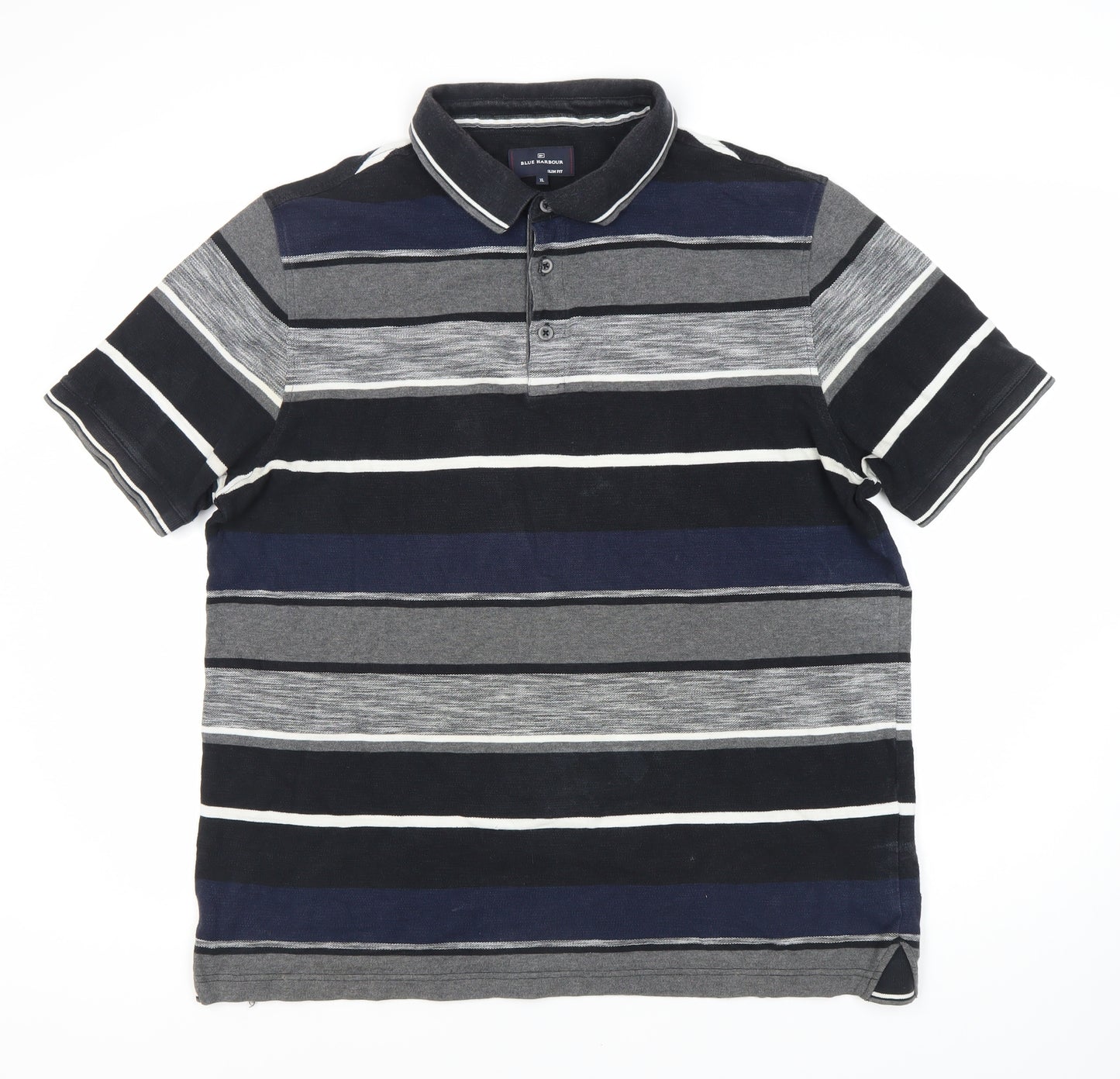 Marks and Spencer Men's Black XL Striped Polo