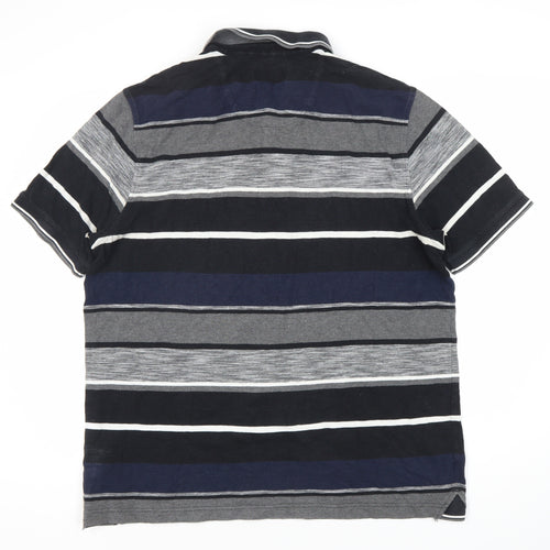 Marks and Spencer Men's Black XL Striped Polo