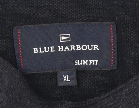 Marks and Spencer Men's Black XL Striped Polo