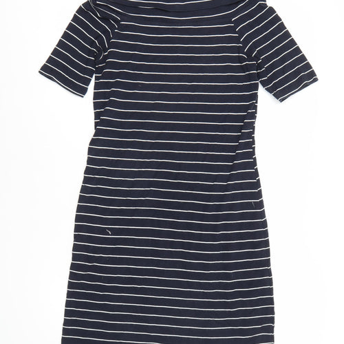 Monsoon Women's Blue Half Sleeve Striped Dress
