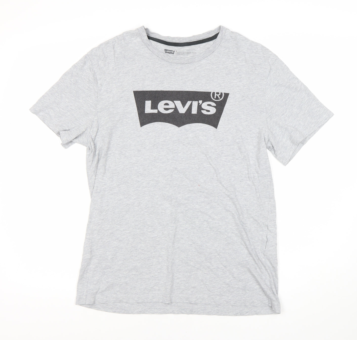 Levi's Men's Grey Cotton Crew Neck Logo T-Shirt