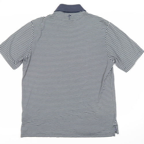 Ashworth Men's Blue Striped Polo Shirt M
