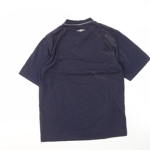 Umbro Men's Blue V-Neck T-Shirt, M, Short Sleeve, Logo