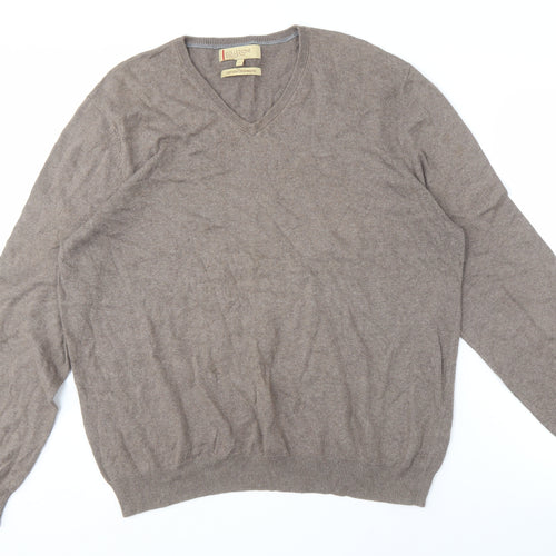Marks and Spencer Men's XL Brown V-Neck Pullover Jumper