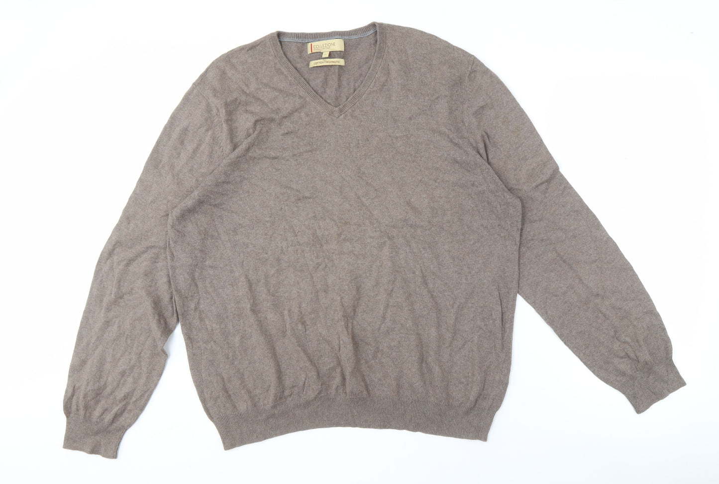 Marks and Spencer Men's XL Brown V-Neck Pullover Jumper