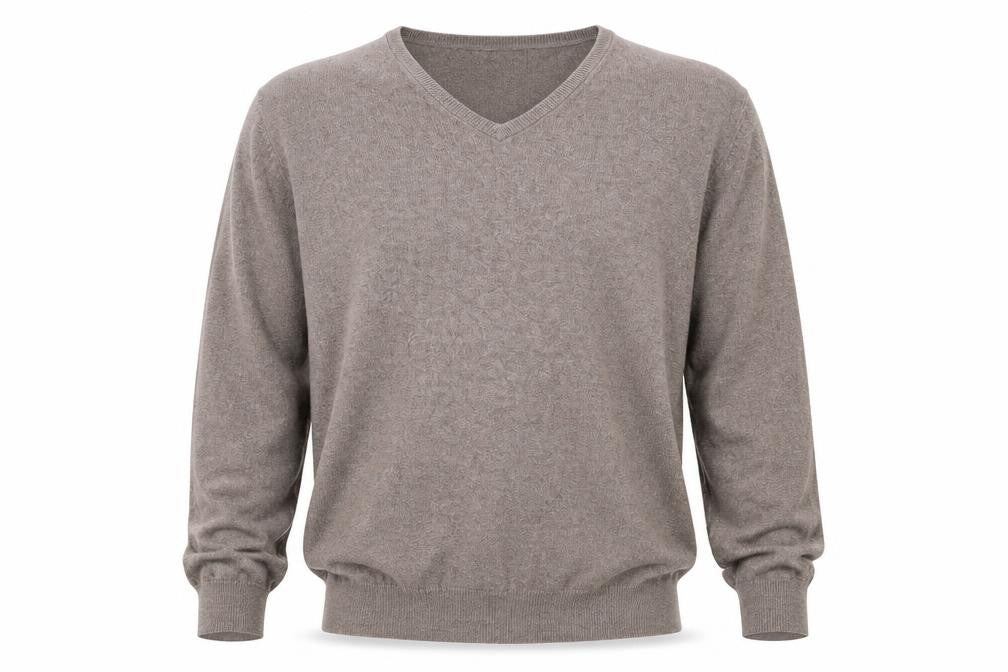 Front view of Marks & Spencer Men's XL Brown V-Neck jumper