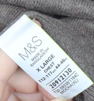 Marks and Spencer Men's XL Brown V-Neck Pullover Jumper