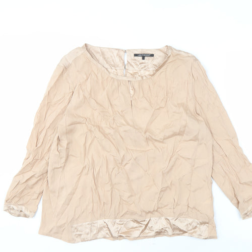 Luisa Cerano Beige Silk Blouse Women’s 3/4 Sleeve Size 14