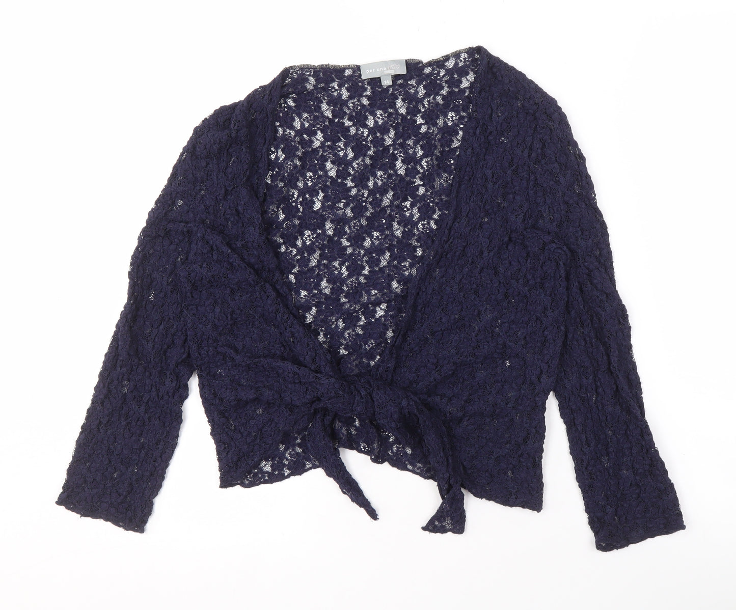 Marks and Spencer Women's Blue Lace Wrap Blouse Size 14