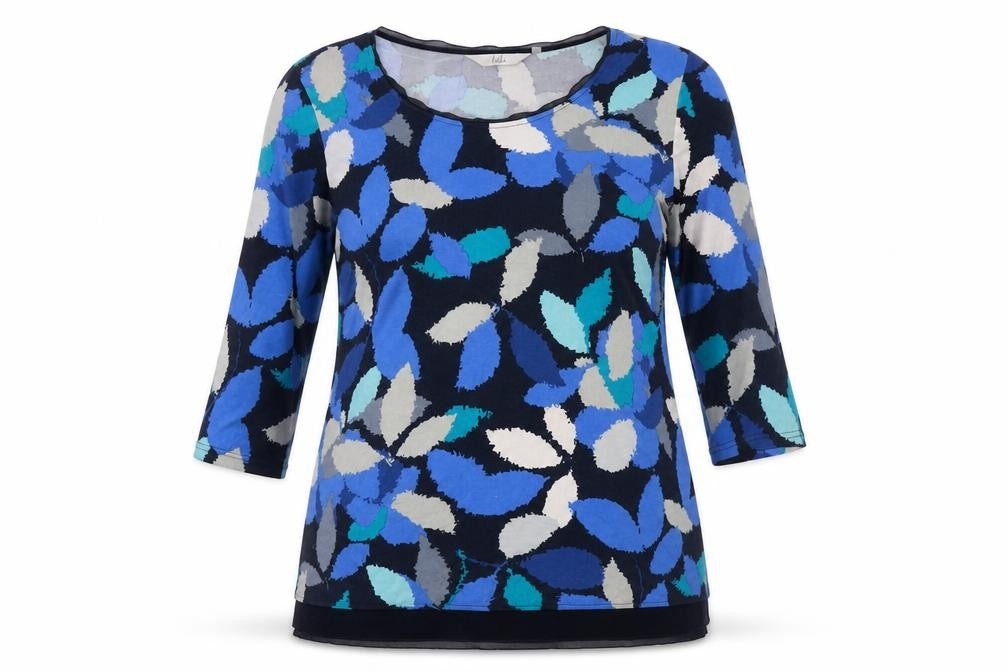 Front view of Isle Women's Multicoloured Floral 3/4 Sleeve T-Shirt