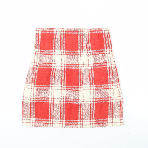Zara Women's Red Plaid Skirt, XS, Straight & Pencil