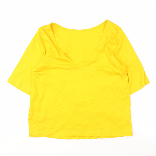 Jaeger Women's Yellow Scoop Neck Top Size 16