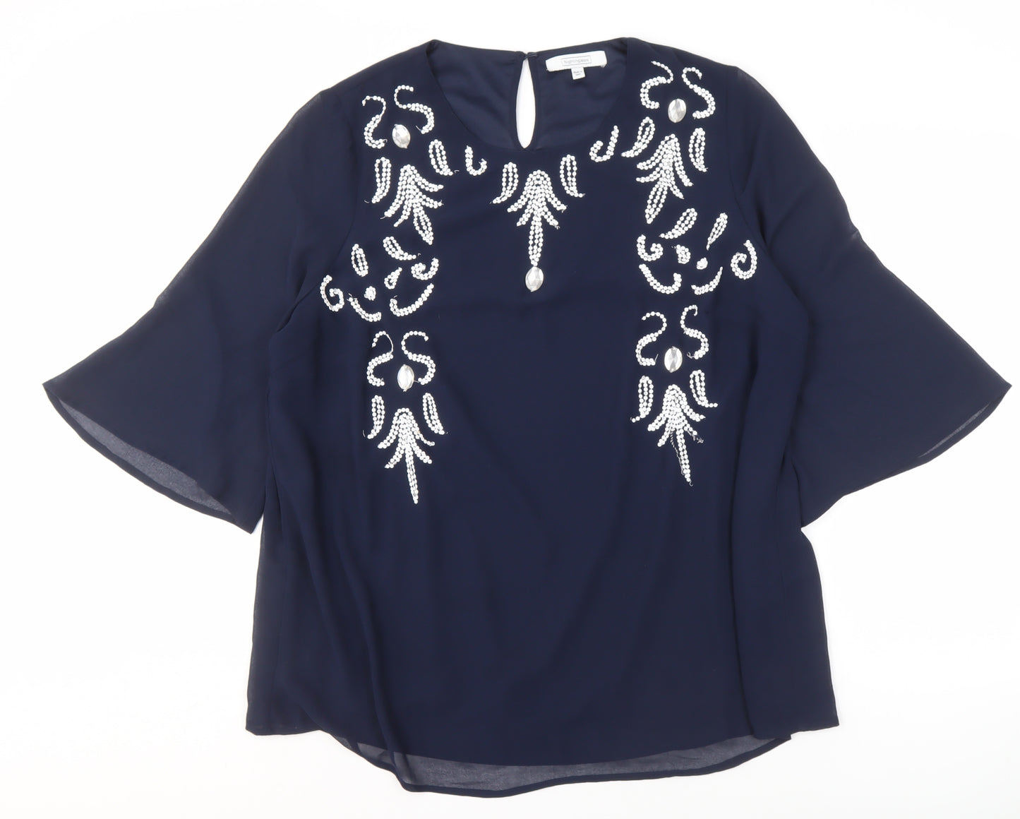 Nightingales Women's Blue Embroidered Blouse Size 22