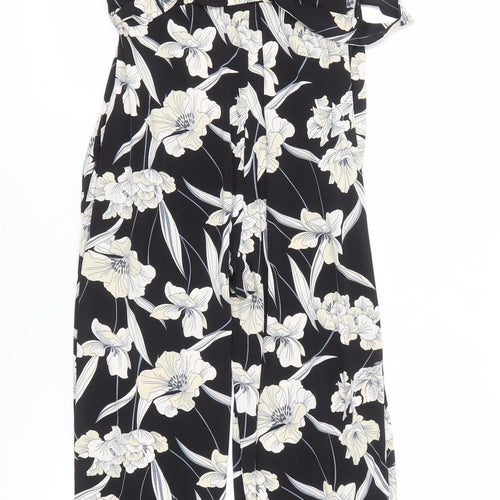 Wallis Women's Floral Black Sleeveless Jumpsuit - Size 10
