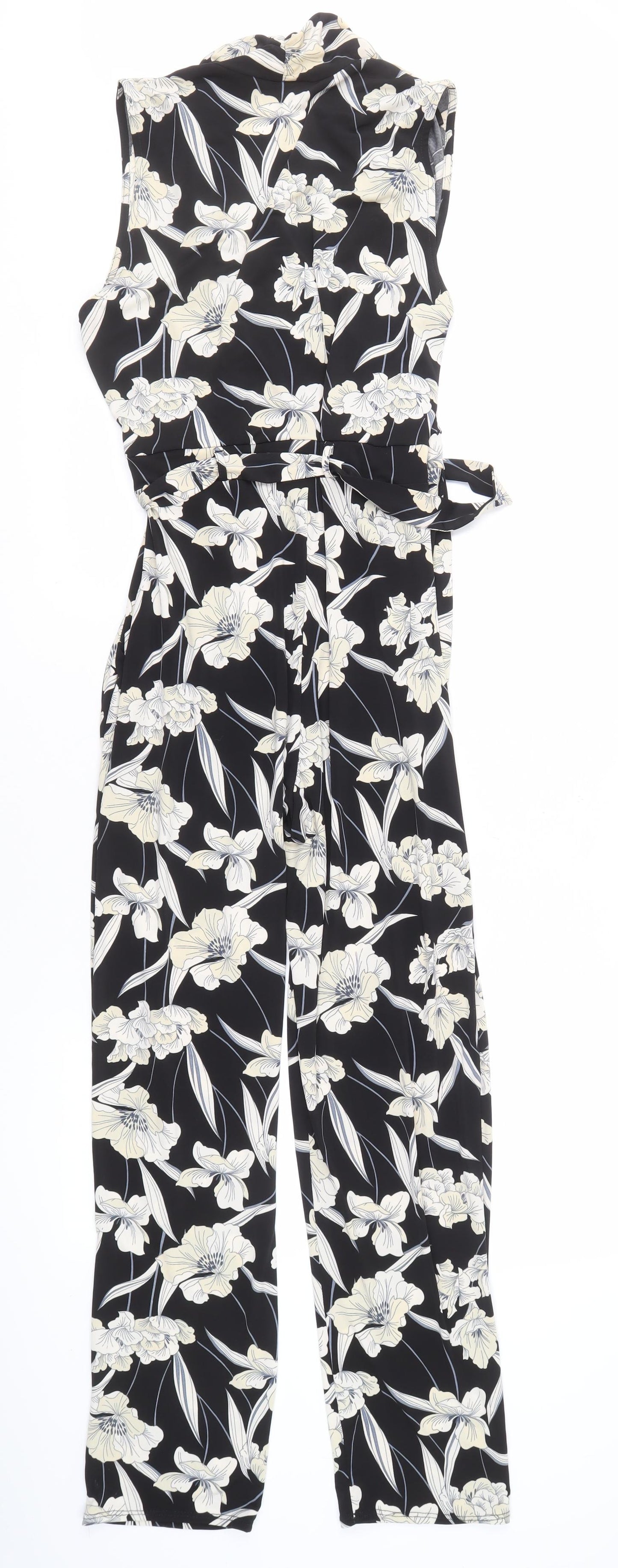Wallis Women's Floral Black Sleeveless Jumpsuit - Size 10