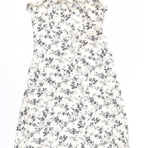 Zara Women Beige Floral Strappy Dress Size 2