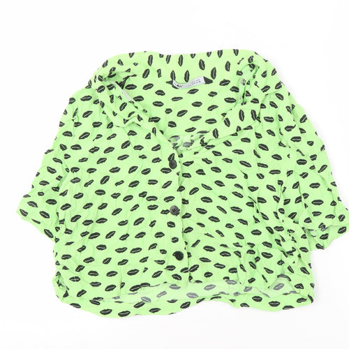 Zara Women's Green Blouse, Animal Print, Size S, Casual