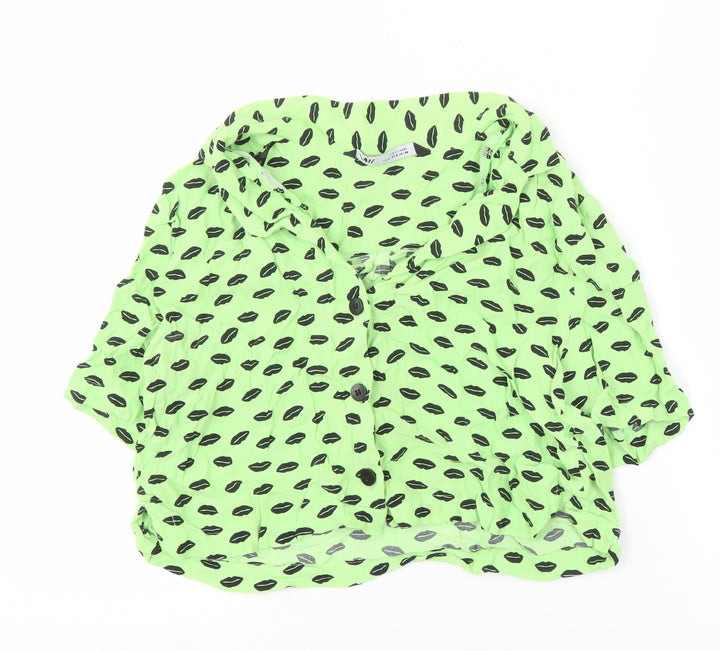 Zara Women's Green Blouse, Animal Print, Size S, Casual