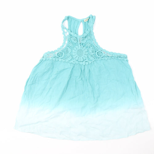 Hollister Women's Blue Lace Halter Tank Top L