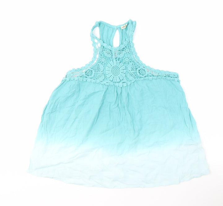 Hollister Women's Blue Lace Halter Tank Top L