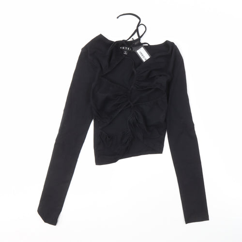 Motel Women’s Black Cropped Top, 2XS, Cotton Blend
