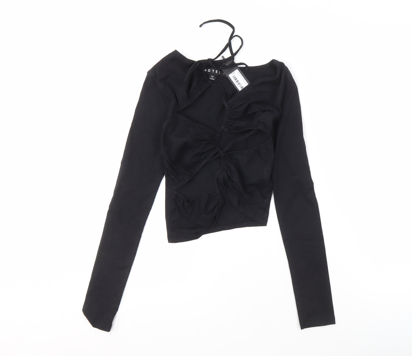 Motel Women’s Black Cropped Top, 2XS, Cotton Blend