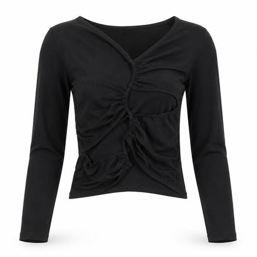 Motel Women’s Black Cropped Top, 2XS, Cotton Blend