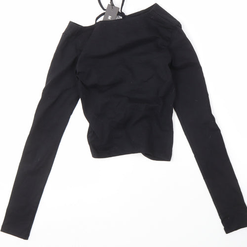 Motel Women’s Black Cropped Top, 2XS, Cotton Blend