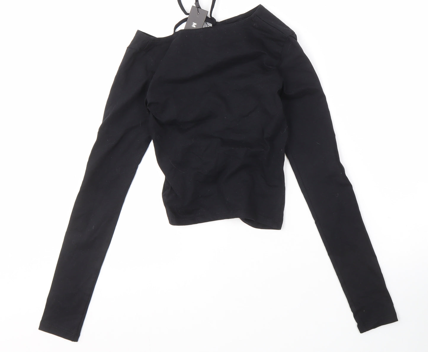 Motel Women’s Black Cropped Top, 2XS, Cotton Blend