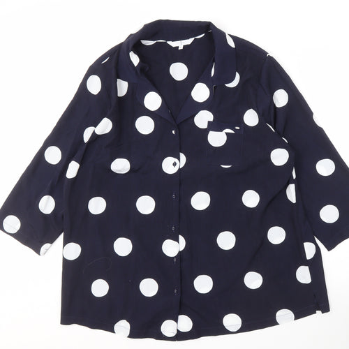 Jasper Conran Women's Blue Polka Dot Button-Up Size 20
