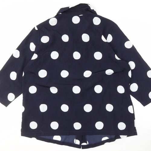 Jasper Conran Women's Blue Polka Dot Button-Up Size 20