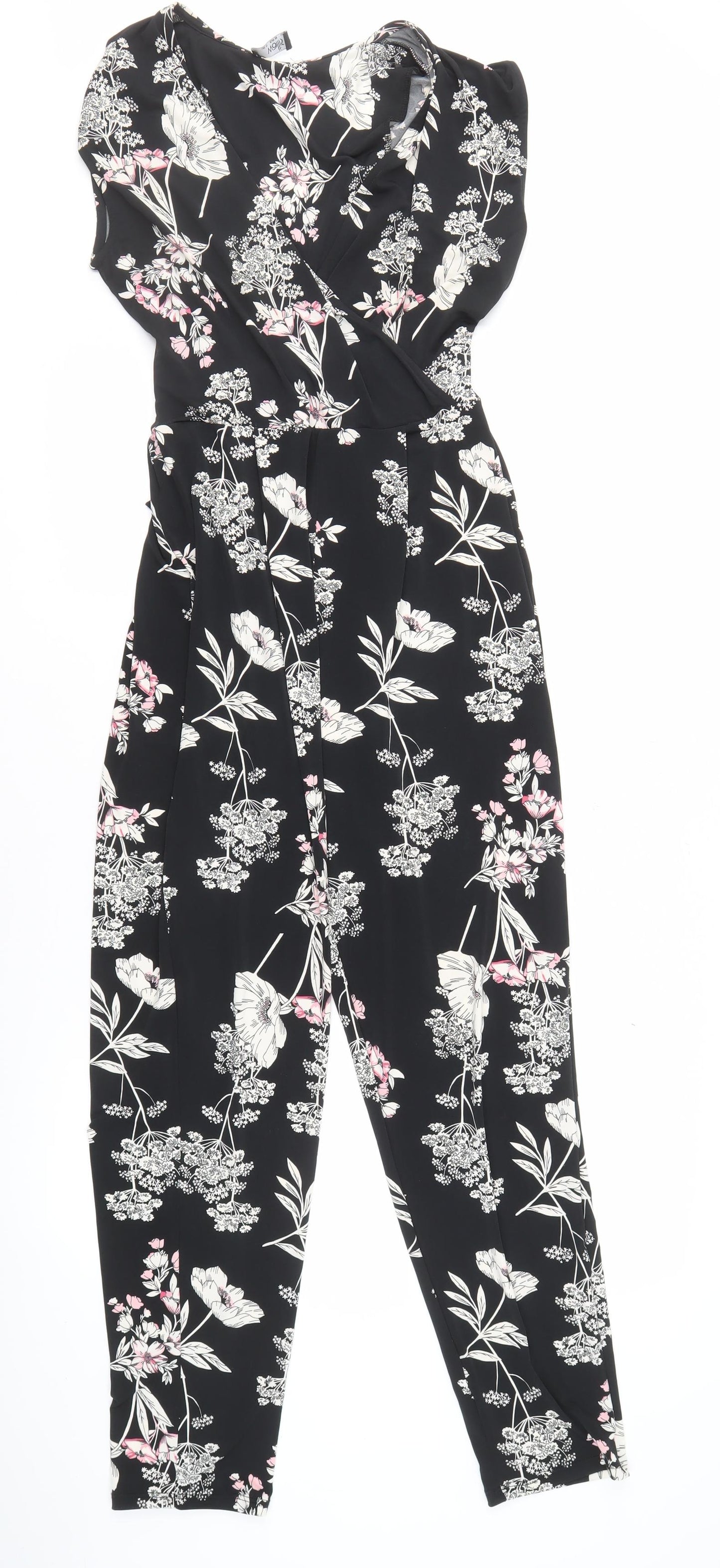 Wallis Women's Black Floral Jumpsuit Size 10
