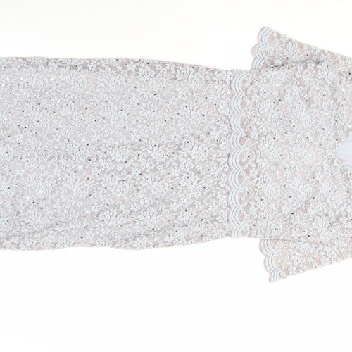 Marks and Spencer Women's Silver Size 12 Lace Sheath Dress