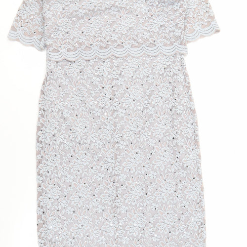Marks and Spencer Women's Silver Size 12 Lace Sheath Dress
