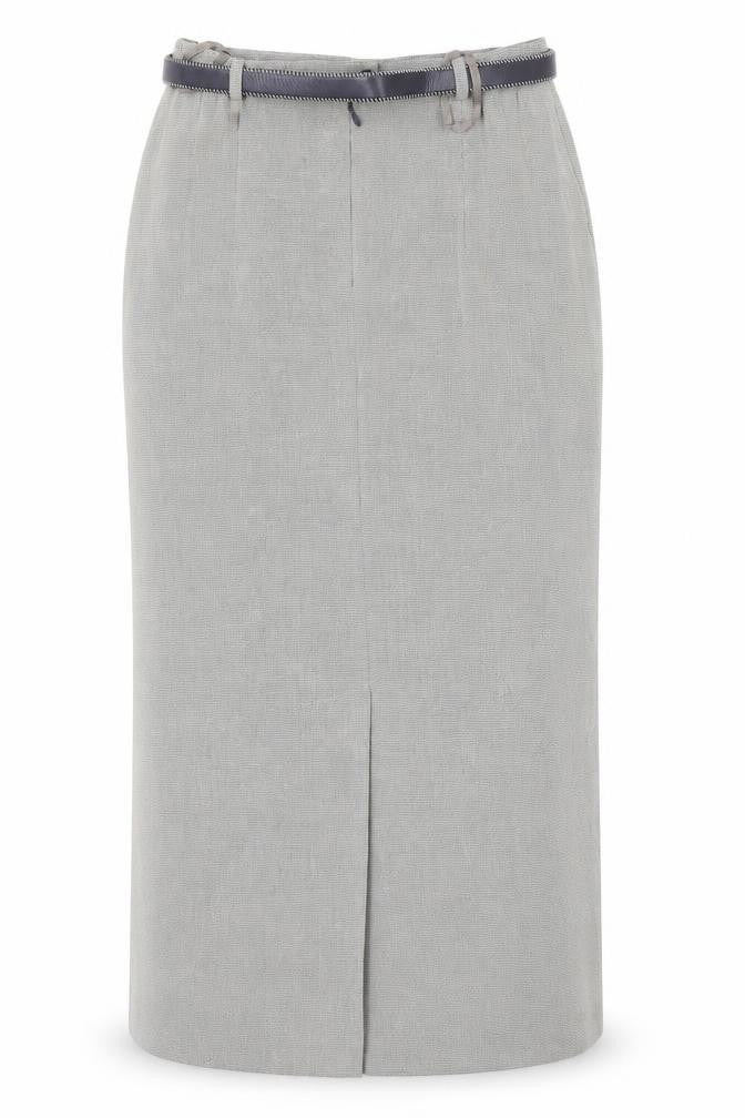 Front view of Marcona Women's Grey Herringbone Pencil Skirt, size 12