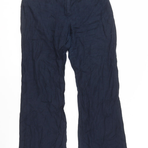 Next Women's Blue Trousers Size 14 Cotton Linen