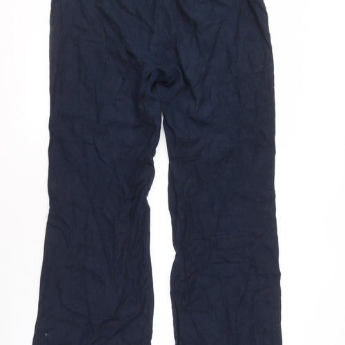 Next Women's Blue Trousers Size 14 Cotton Linen