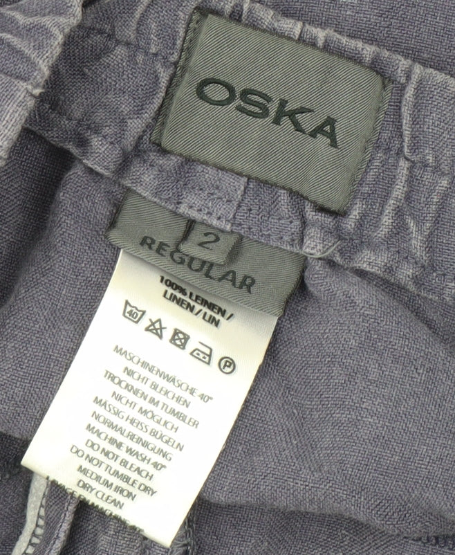 Oska Women's Blue Linen Skirt - Size 12