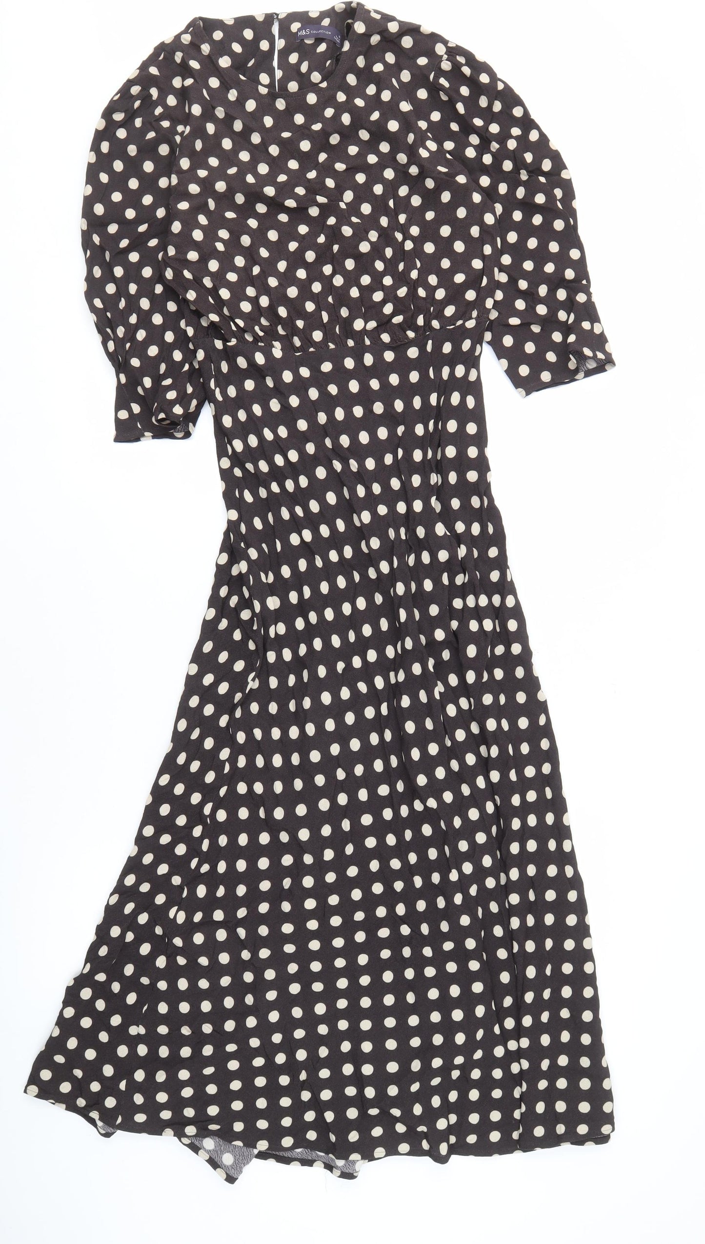 Marks & Spencer Women's Black Polka Dot Dress, Size 12