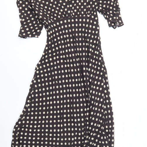 Marks & Spencer Women's Black Polka Dot Dress, Size 12