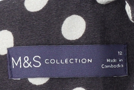 Marks & Spencer Women's Black Polka Dot Dress, Size 12