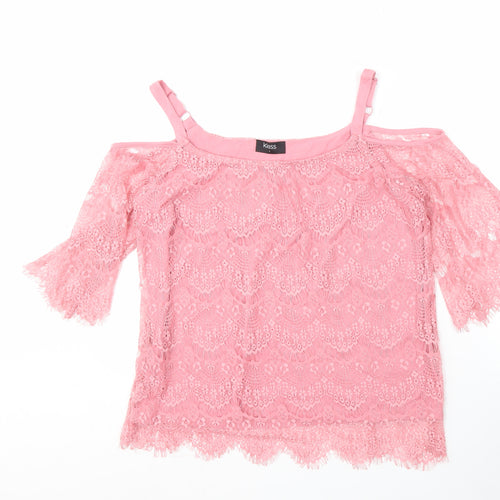 Klass Women's Pink Lace Off the Shoulder Camisole Blouse L