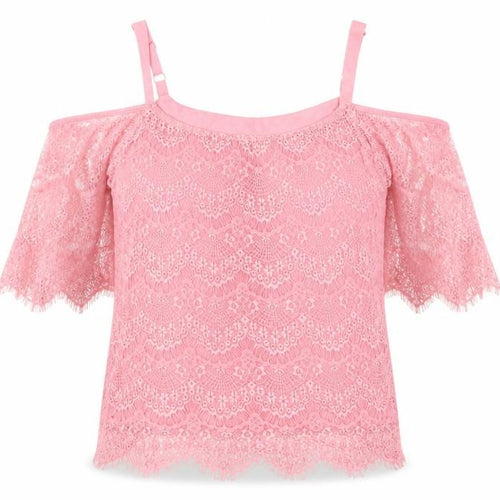 Klass Women's Pink Lace Off the Shoulder Camisole Blouse L