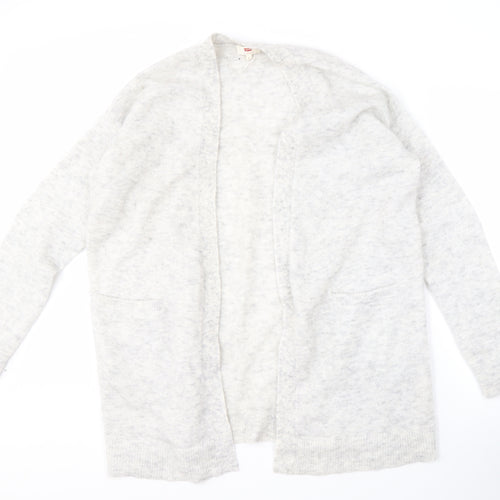 Levi's Women Grey L Open Front Cardigan Knit, Casual Autumn