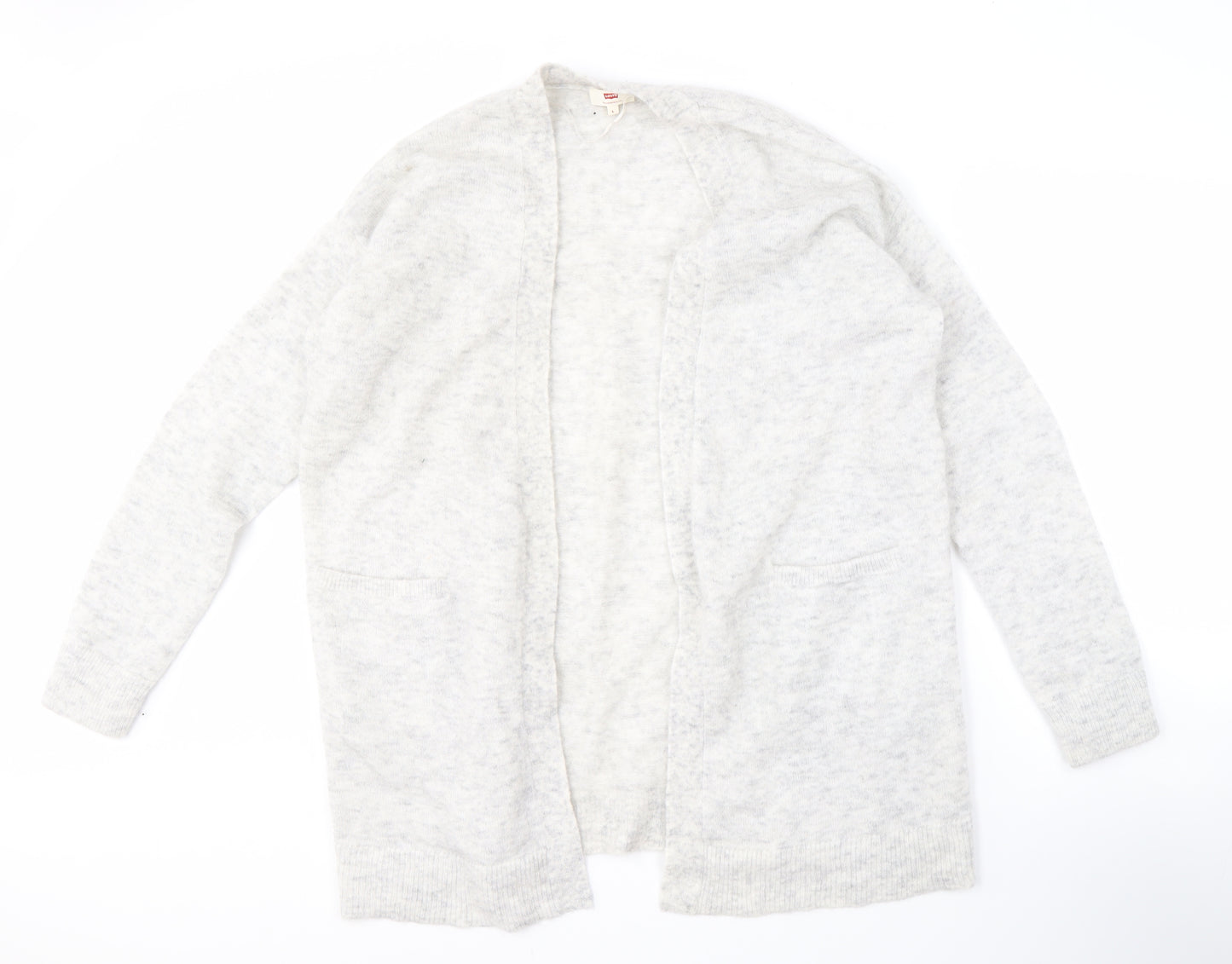 Levi's Women Grey L Open Front Cardigan Knit, Casual Autumn